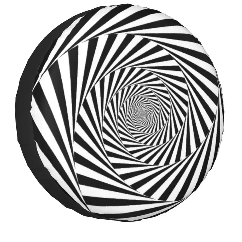 

Black White Geometric Spare Tire Cover for Grand Cherokee Jeep RV SUV Trailer Visual Art Car Wheel Covers 14" 15" 16" 17" Inch
