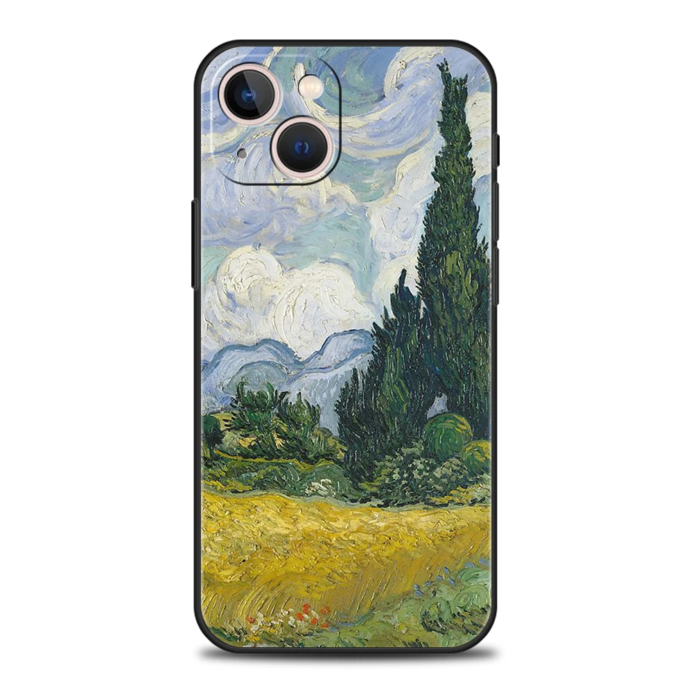 Claude Monet Impressionist Arts Luxury Phone Case For iPhone 11 12 13 14 15 16 Pro Max Mini X XR XS 7 8 Plus SE Cover Black