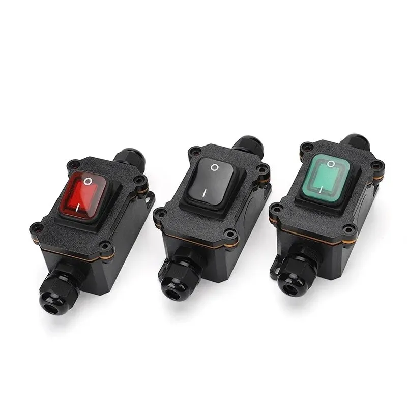 

ABILKEEN IP66 Waterproof ON-OFF/ON-OFF-ON Latching Toggle Switch Box AC220V 30A/16A Load Outdoor Waterproof Junction Box