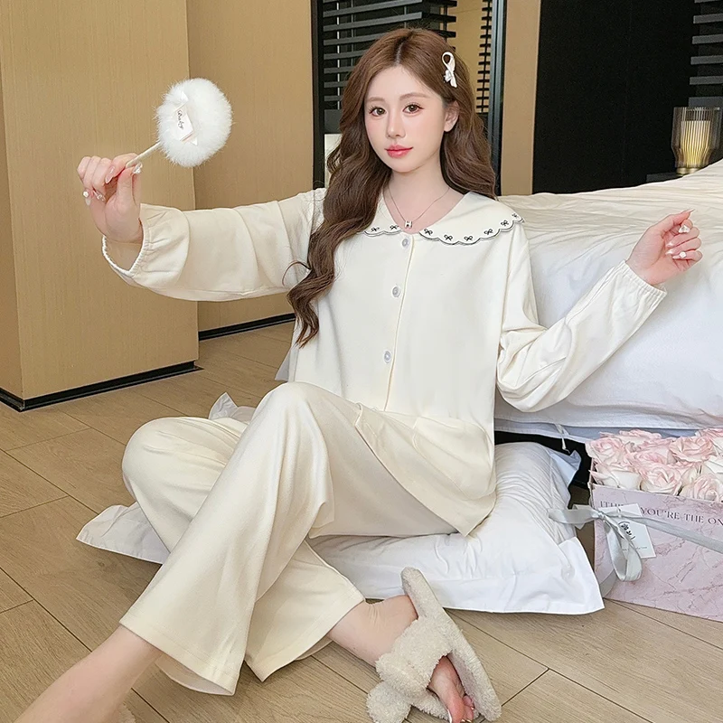 

Pajama Bamboo Sets Women Lovely Heart Print Friendly Fabric Moisture Wicking Cool Touch Crew Neck Three Quarter Sleeve Capris OL