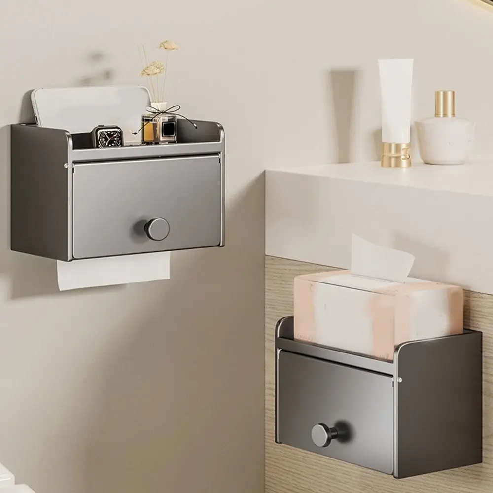 

Wall Mounted Bathroom Tissue Box Large Capacity Waterproof Toilet Paper Holder Moisture-proof Carbon Steel Sundries Storage Box