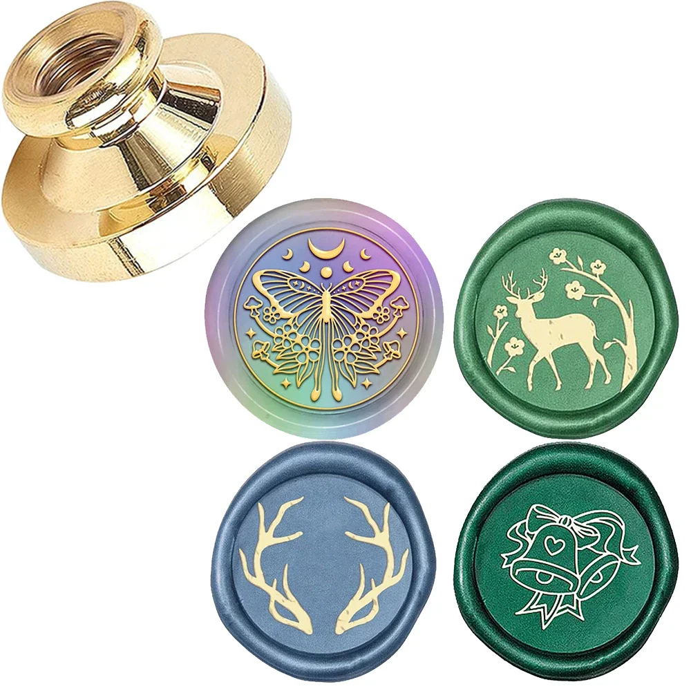 Wax stamps Removable Round Brass Stamp Head Butterflies Christmas Motifs For Decoration Christmas Gift Greeting Cards,Invitation