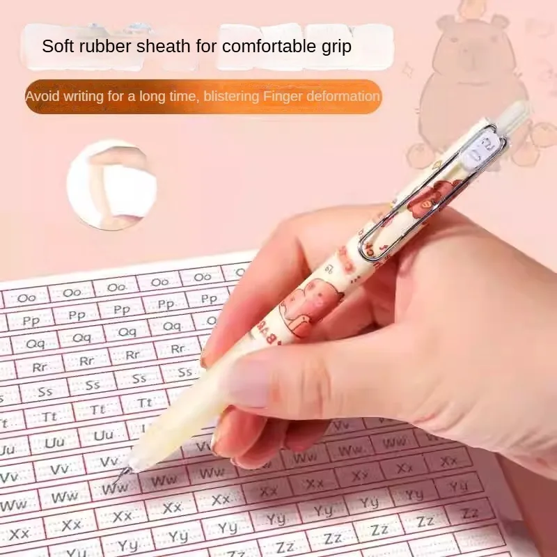 1 buah 0.5mm Set pensil mekanik Capybara dengan penghapus isi ulang lead pensil tulis kantor sekolah lucu perlengkapan sekolah Kawaii