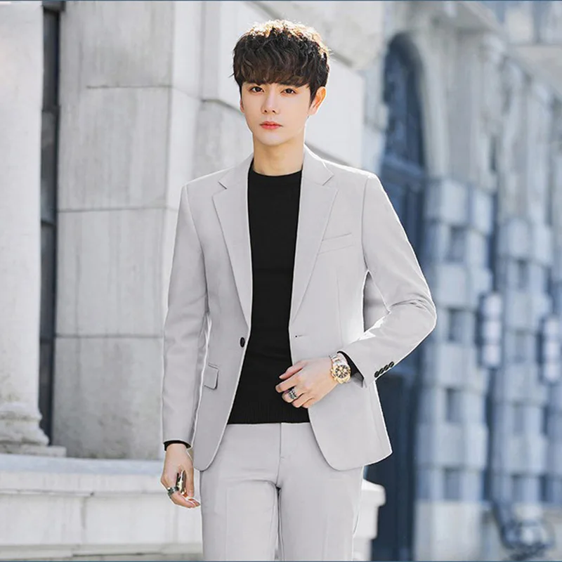 Men Padded Blazer Suit Set Slim Fit Lapel Formal Casual Three Piece Outfit Trendy Business Suit