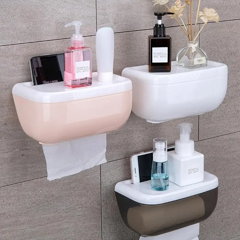 Tissue Dispenser Punch-free Toilet Paper Holder Box Hand Towel Dispenser For Kitchen Wall Mounted Phone Tray Rack Storage Box