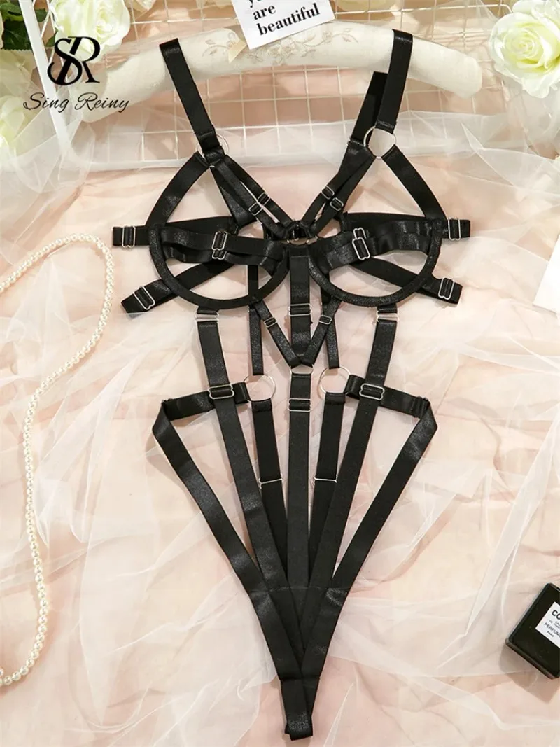 

Erotic Bodysuits Women Strap Hollow Out Chic Slim Backless Sexy Playsuits Hotsweet Lingerie Sensual Nightwear Porno Costume Open