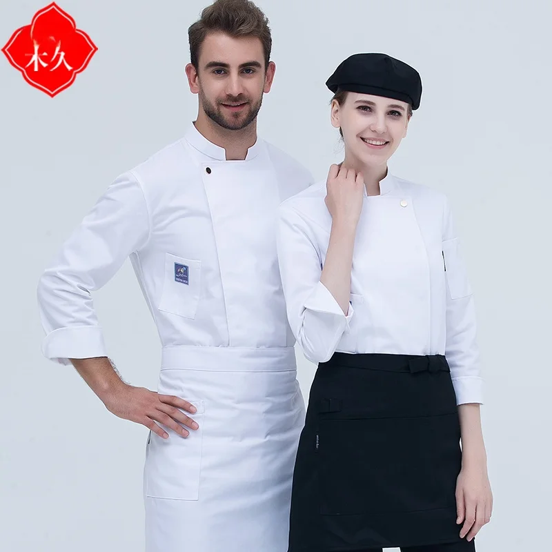 Faionable Simple Hotel Chef orm Long Sve Cake Baker Cozinha Workwear Fem 25-35 Anos Coleção Outono