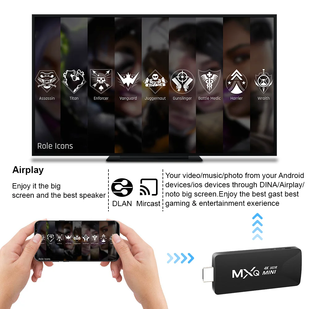 MXQMini TV Stick Android 10 Quad Core 4K HD Play Store 2.4G Wifi Smart TV Box Android H.265 Odtwarzacz multimedialny Set Top Box