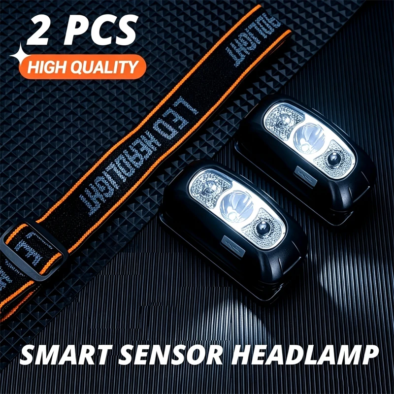 Mini linterna frontal recargable potente con sensor LED COB
