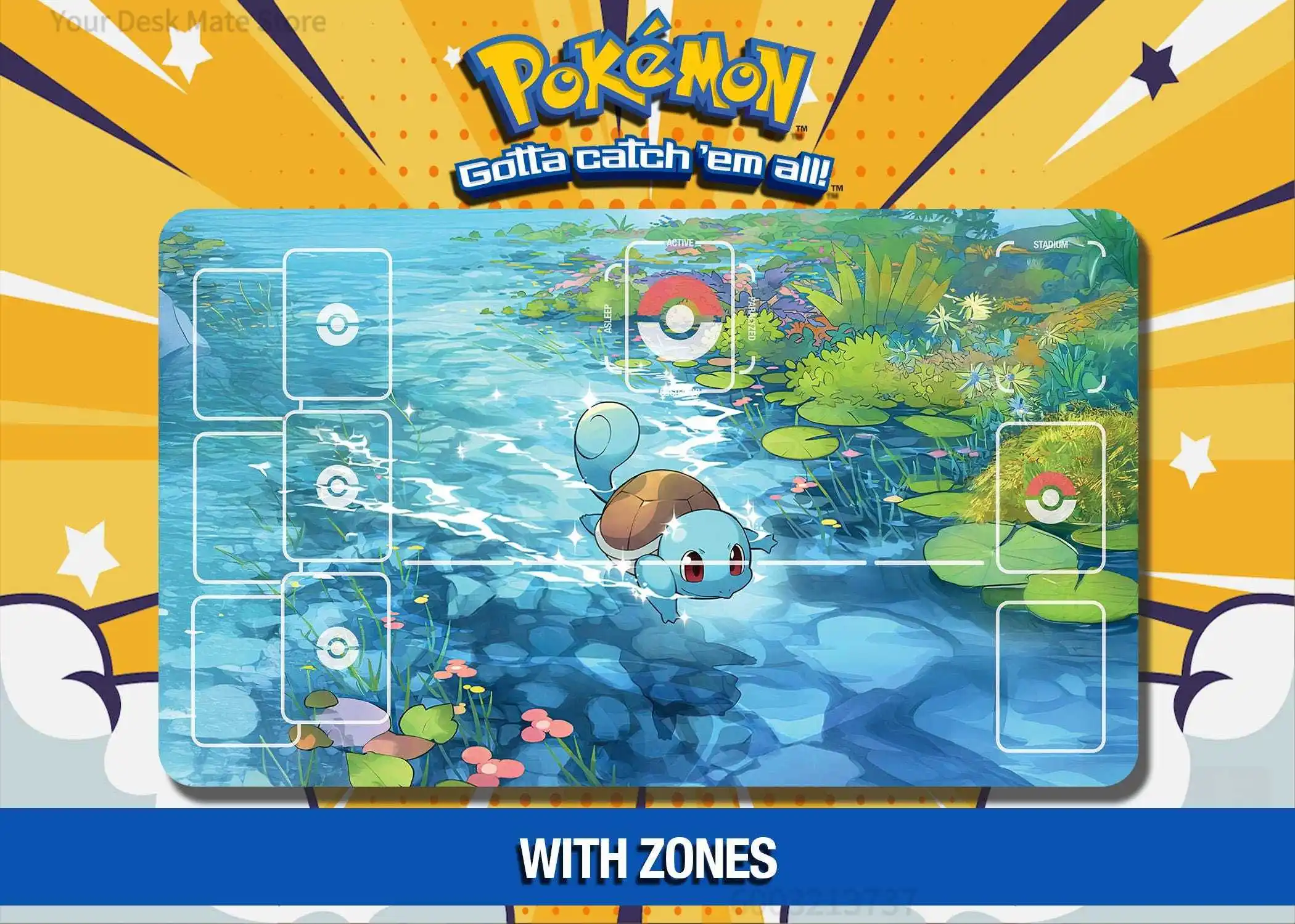 

Squirtle River Adventure TCG Playmat Waterproof Non-slip Desk Mat