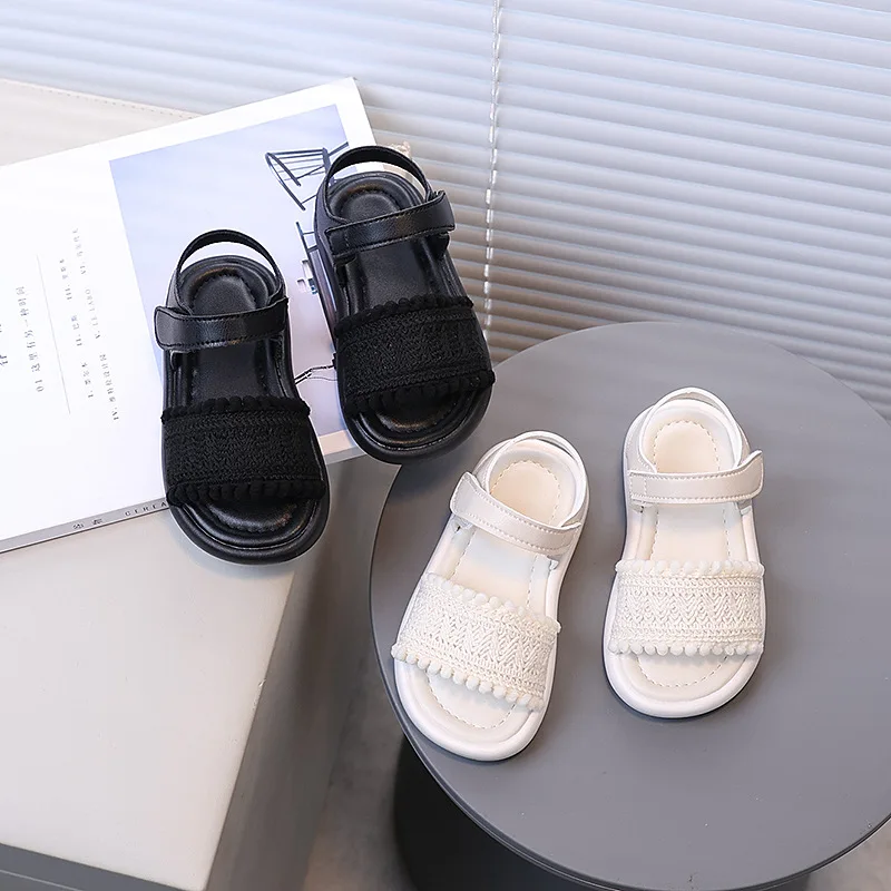 

Fashion children's sandals summer new girls' sandals soft sole anti slip girls' shoe comfort child shoes solid color beach shoes