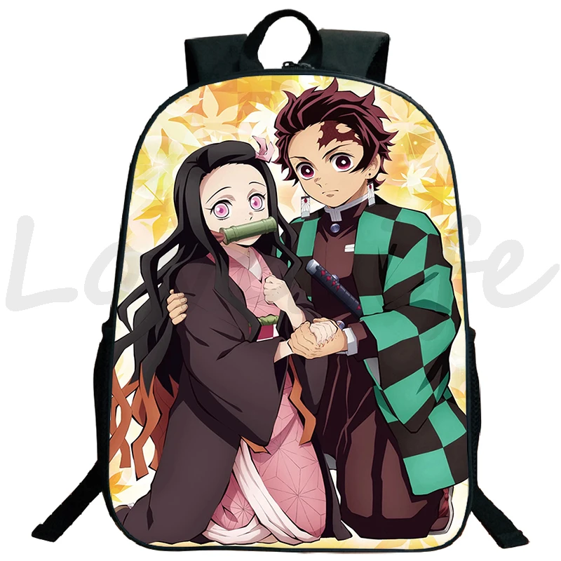 Demon Slayer Backpacks for Teenager Canvas Travel Bag Student Laptop Rucksack Kimetsu No Yaiba Anime Schoolbag Boy Girls Bookbag