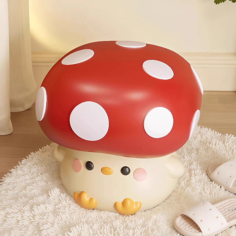 Cartoon Mushroom Stool, Cute Entryway Shoe Bench&Living Room Ottoman, Bedside Accent Seat for Room,Creative Home Decor Furniture - view 3