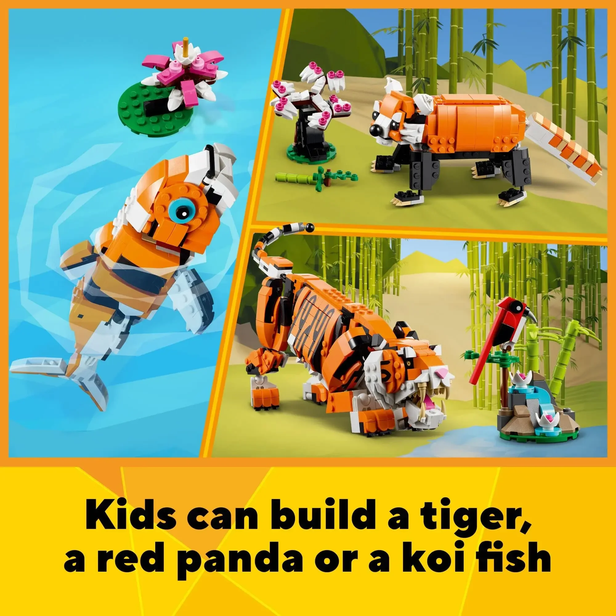 LEGO Creator 3in1 Majestic Tiger 31129 Building Animal Figures Toy Set Kids Boys Girls Ages 9+ Birthday Xmas Gift (755Pieces)