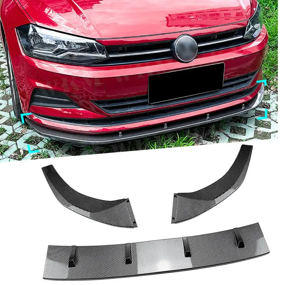 

ABS Gloss Black Car Front Bumper Splitter Lip Diffuser Spoiler Guard Body Kits Accessories for Volkswagen VW Polo MK6 2018 +