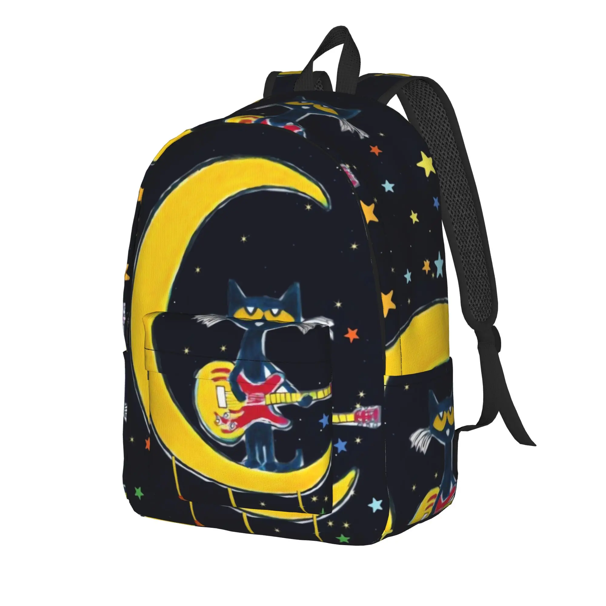 Pete the Cat and His White Shoes Backpack  Men Polyester Outdoor Style Backpacks Lightweight Style School Bags Rucksack