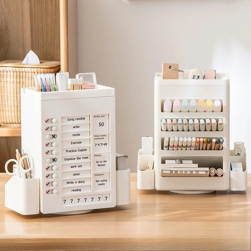 English Inner Pages Can Be Checked in, Desktop Storage Pen Holder, Rotating Learning and Office Desktop Storage Box