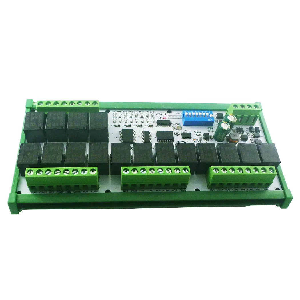 

16CH Multifunction RS485 Relay Module Modbus UART COM PC HIM PLC IO Expansion Board Momentary Self-locking Interlock Delay