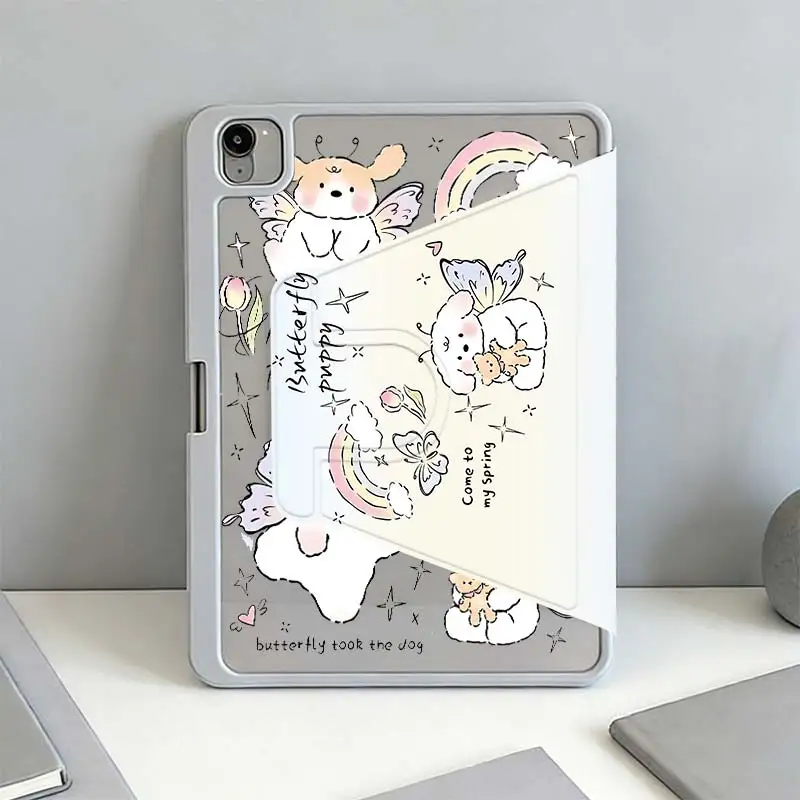 360°Rotatable Tri-Fold Stand Cover For iPad A16 2025 11 Air11/13 iPad 10.2 7/8/9 4/5 10.9 10th IPad Mini6 8.3 Pro 10.5 Pro11