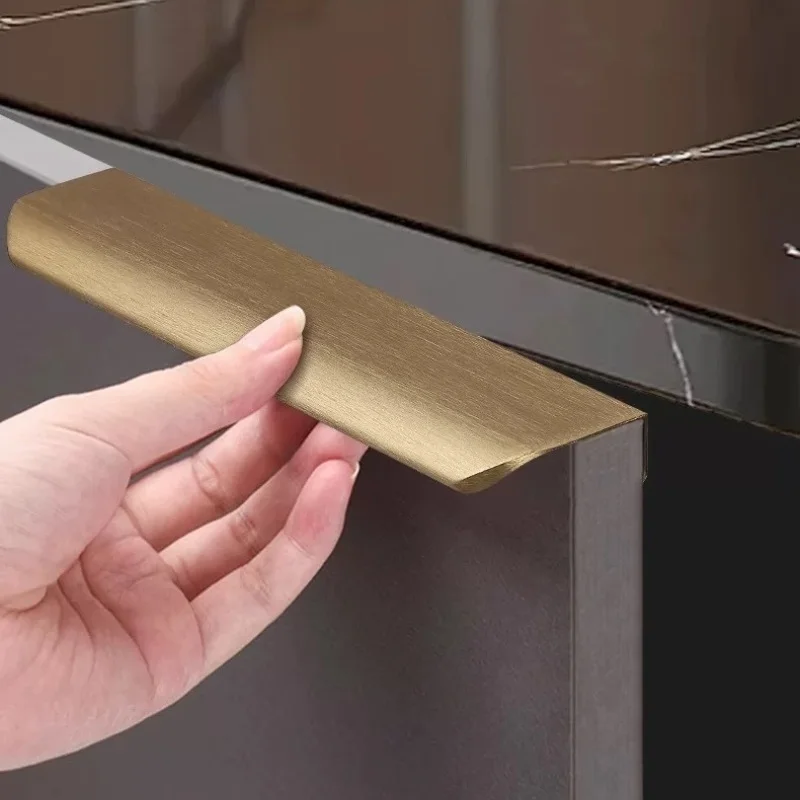2PC 80mm-1200mm Invisible Aluminum Cabinet Handles  Curved Edge-Sealed Bar Wardrobe Pulls for Drawer/Kitchen, No Drilling