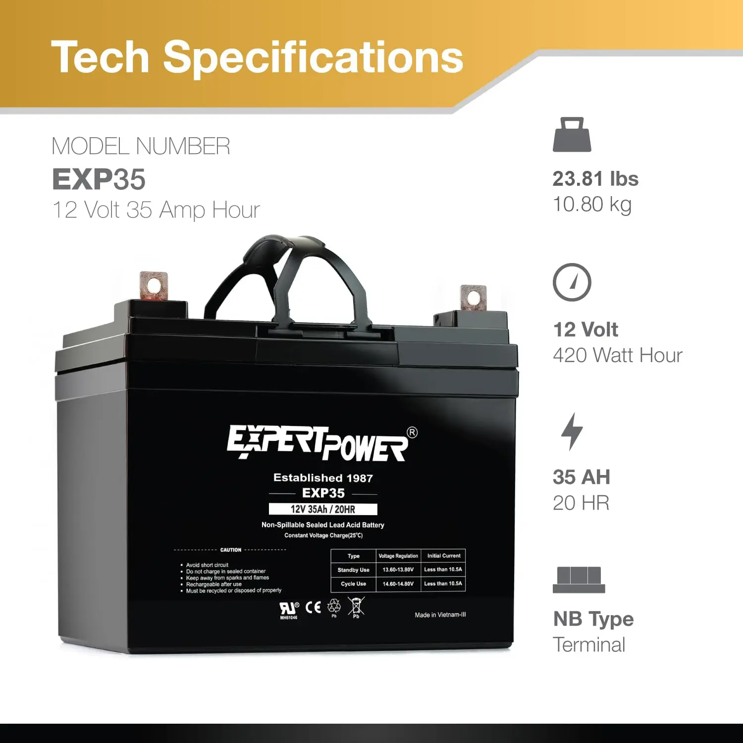 2 Pack 12V 35Ah AGM Battery for Riding Lawn Mower, Solar Storage, Wheelchair & Mobility Scooter, Customized