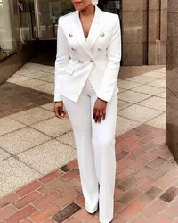 2024 African Clothes for Women 2 Piece Office Lady Outfits Spring Elegant Long Sleeve Blazer Pant Matching Sets Africa Clothing