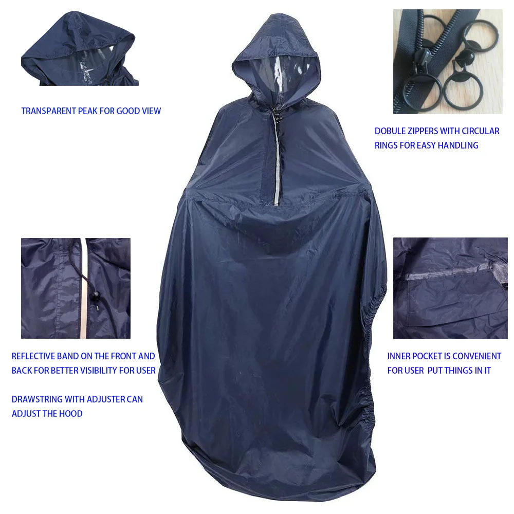 Waterproof Rain Poncho for Wheelchair Reflective Strip Large Raincoat with Hood Disabled People Outdoor Rain Coat Rainwear