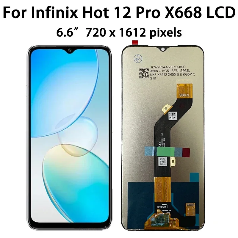 Test al 100% per Infinix Hot 12 Pro LCD X688 X668C Display Touch Screen Digitizer Assembly Hot12Pro Display Frame