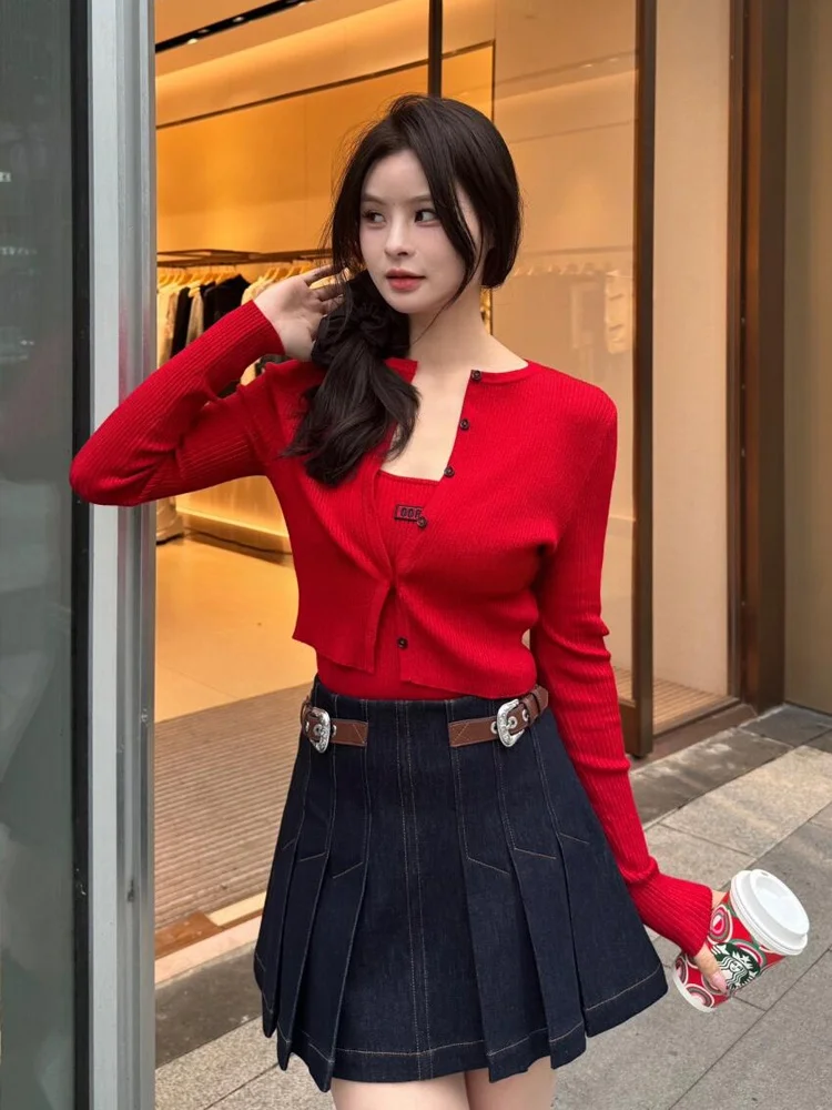 

Korean Sle Casual Versatile ort Knitted Open Cardigan Base Tank Top Early Spring New Arrival Simple Commute Sle Regular...