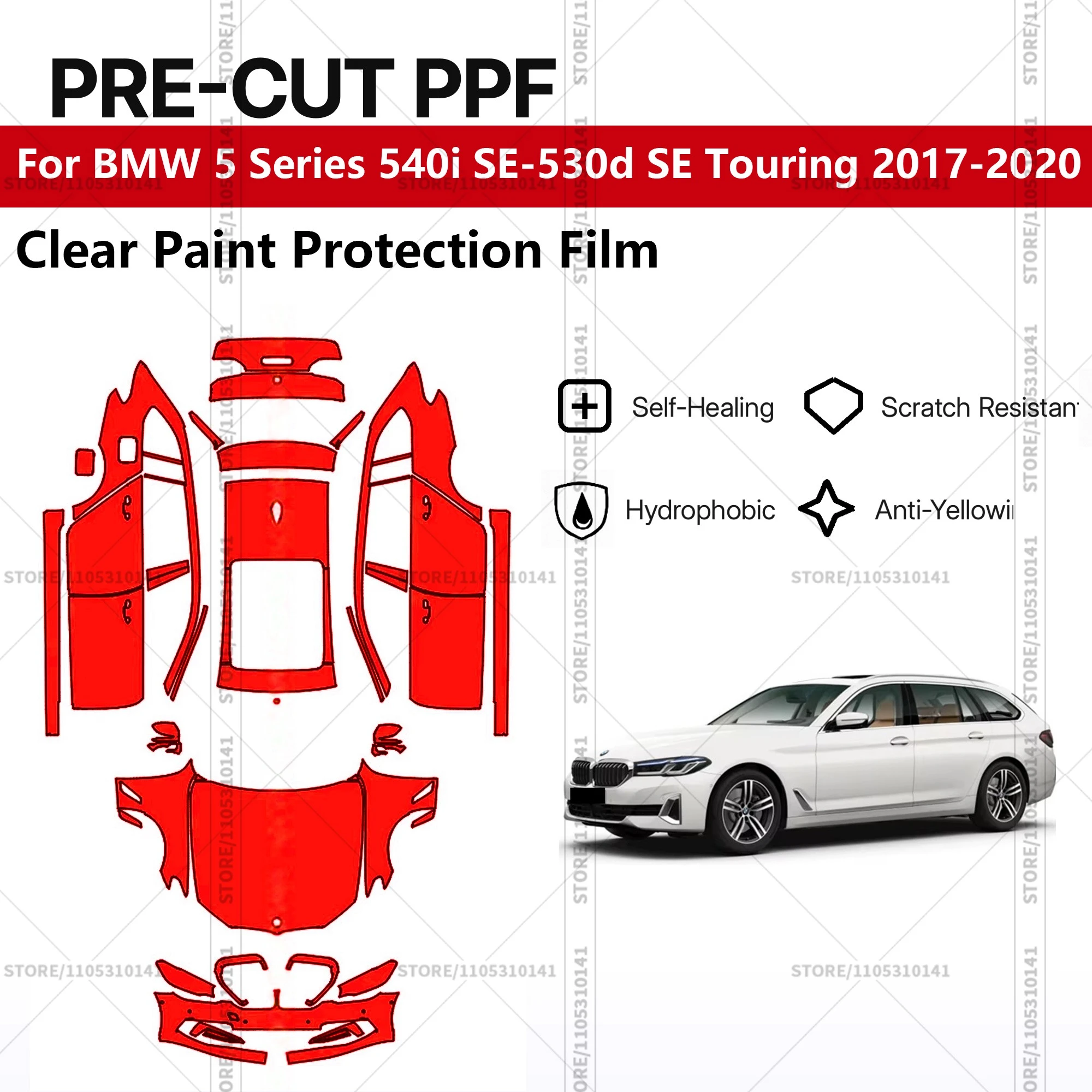 

Pre-Cut Paint Protection Film PPF Transparent Car Film Automotive PPF For BMW 5 Series 540i SE-530d SE Touring 2017-2020