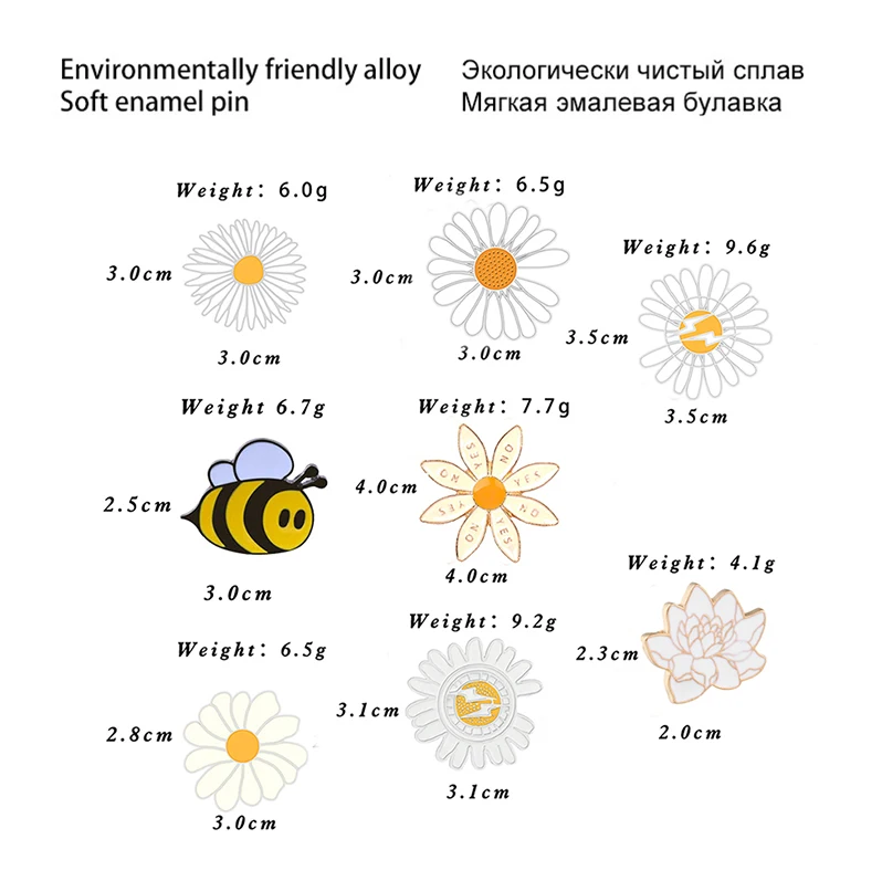 Spille di moda Cartoon Bee Picking Honey Pins donna girasole Daisy smalto Pin coppie distintivi personalizzati abbigliamento per bambini gioielli regalo