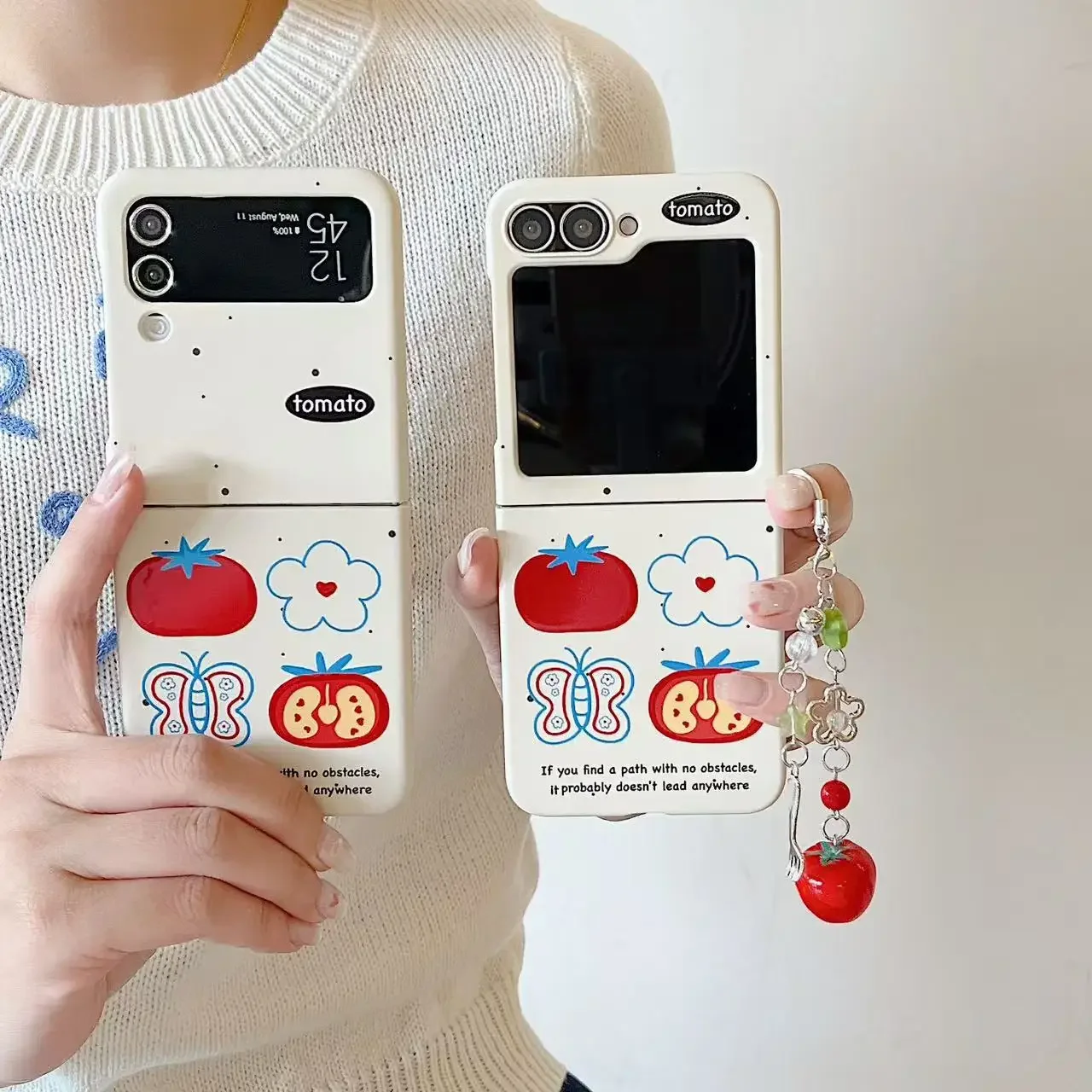 Vintage Style Tomato Flower Phone Case for Samsung Galaxy Z Flip7 Flip6 Hard Cover for ZFlip3 Zflip4 Zflip5 Solid Shell Bracket