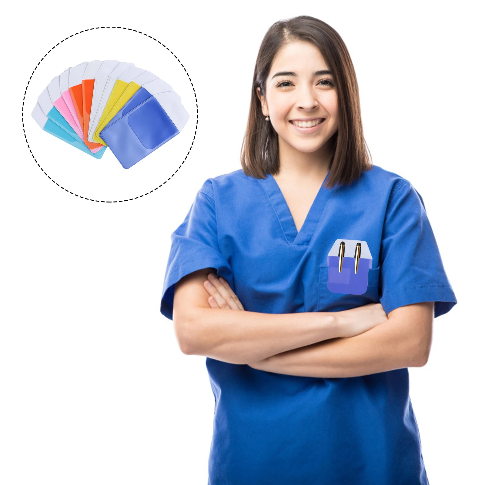 

12pcs Pvc Pen Bag Thickened Leak-Proof Pen Pouch For Doctors Nurses Office Storage Pouch Pens Colored Pocket Organizer