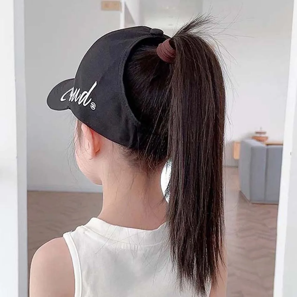 

Large Head Circumference Girls Ponytail Baseball Cap Breathable Fabric Soft Sweat-Wicking Liner British Style Kids Hat