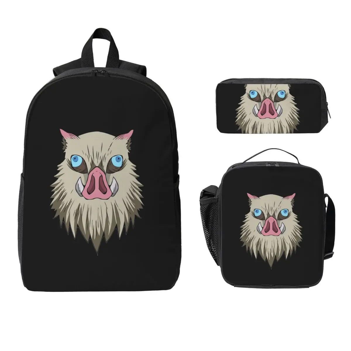 

Inosuke Hashibira Kimetsu No Yaiba Backpack Boys Girls BookBag School Bag Shoulder Bags 3ps Insulated Lunch Bag Pencil Case