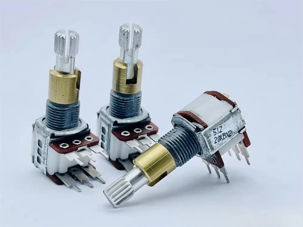 5pcs for rk12 type double double adjustment b20k×2 electric slotter for yamaha for edifier amplifier shaft length 24mm