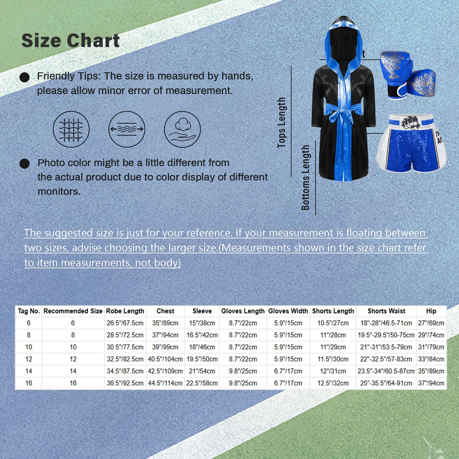 الملاكمة الزي زي الهالوين التأثيري كم طويل معدني تقليم الساتان مقنعين رداء مع حزام الترتر سراويل الملاكمة والقفازات #6