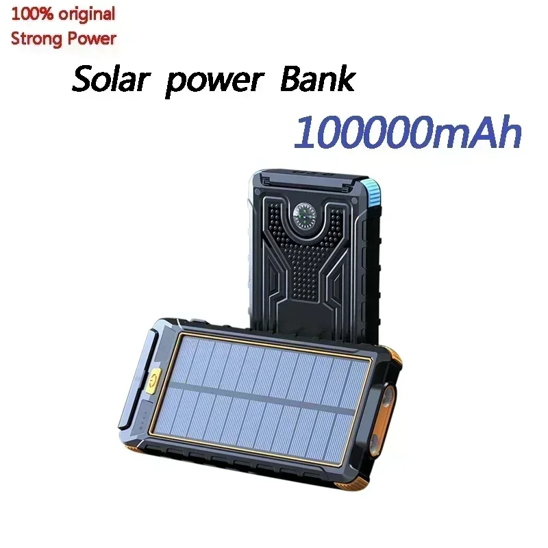 

New Power Bank 100000mAh compass outdoor waterproof belt charging super fast multifunctional power bank solar