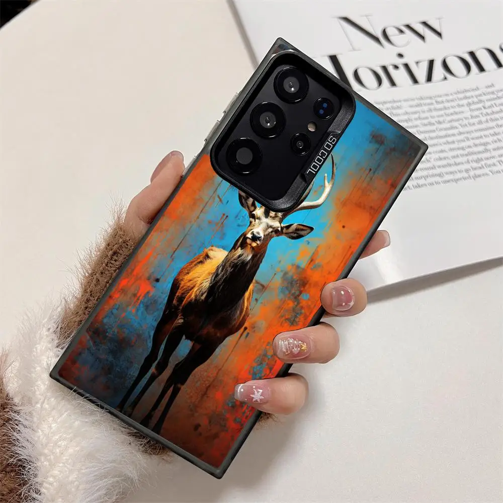 

Painting of deer case for Galaxy S25 S24 S23 S22 S21 S20 Ultra/ FE/Plus shock-proof rear cover anti-fingerprint