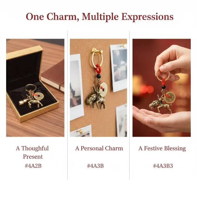 2027 New Year Sheep Pi Xiu Keychain Feng Shui Wealth Lucky Key Ring for Spring Festival Home Bag Decor