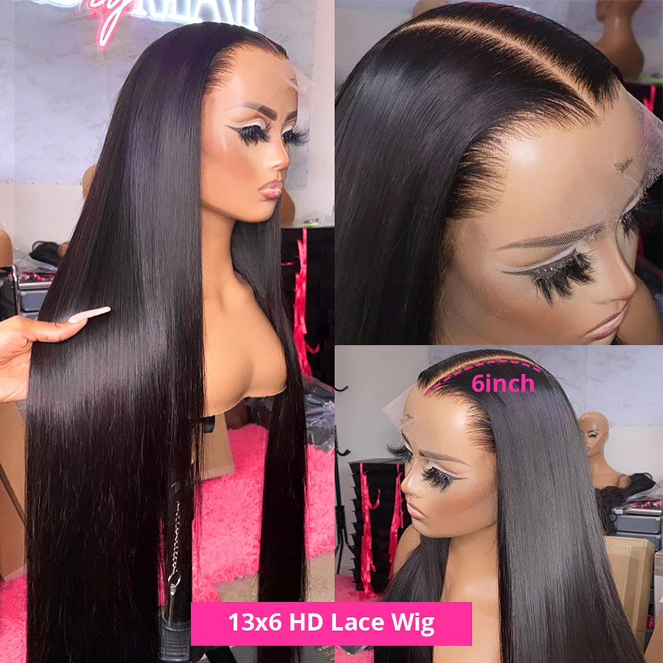 Wiggogo 250 Density Hd Lace Frontal Wig Bone Straight Human Hair Wigs 30 40 Inch Hd Lace Wig 13X6 Human Hair 13X4 Lace Front Wig