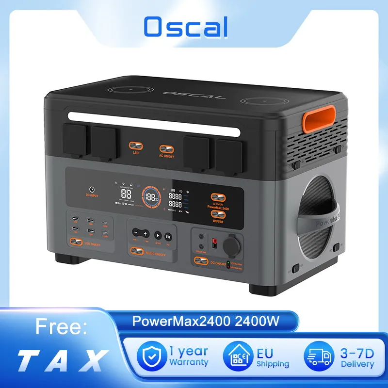 Oscal PowerMax2400 2400W 1872Wh Portable Power Station Dual Speaker 1.2h Fast Charging, App Control, 16 Outputs, Up to 10*BP2400