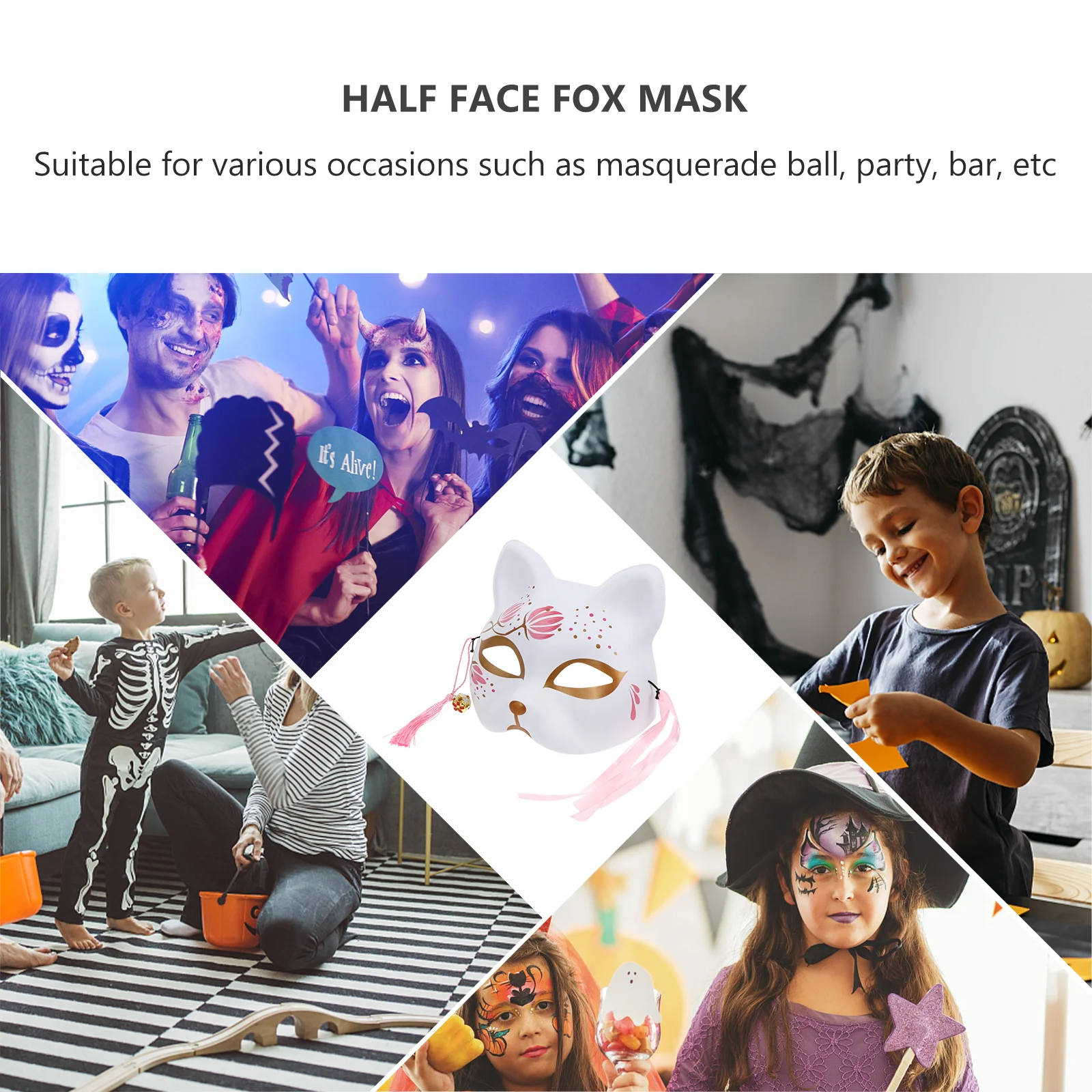 

2pcs Fox Mask Creative Decorative Halloween Cosplay Animal Costume Party Mask Fancy Dress Masquerade Accessories Prop