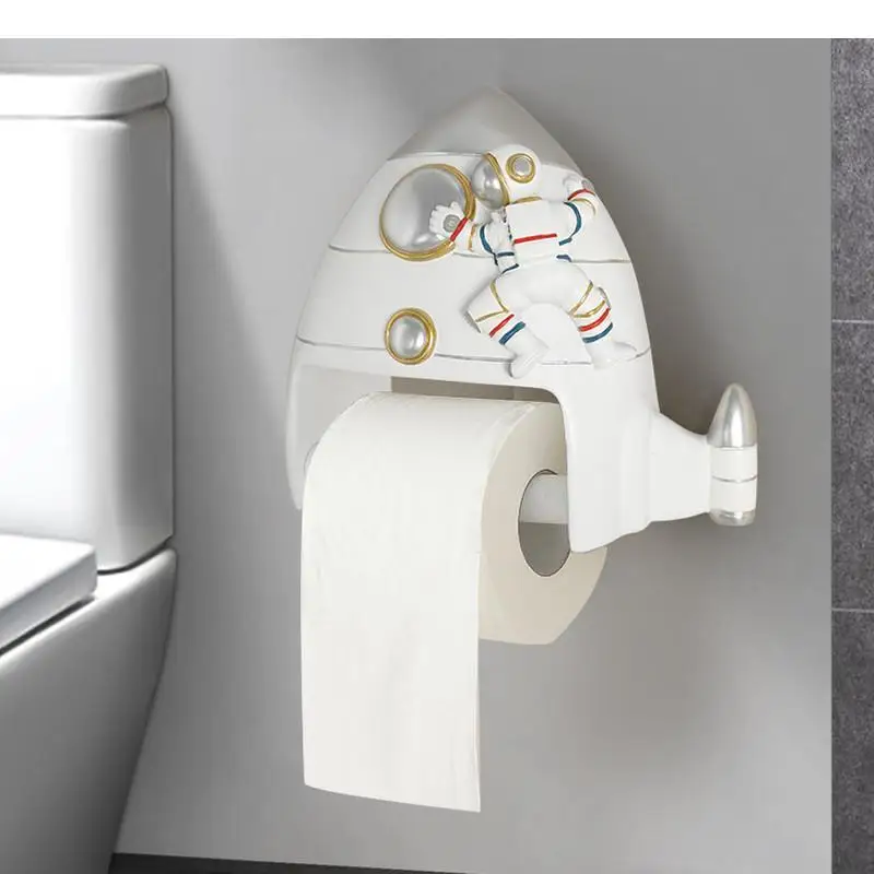 Toilet Roll Holder Wall Mounted Resin Tissue Holders Astronaut Napkin Paper Towel Bathroom Shelf Rack