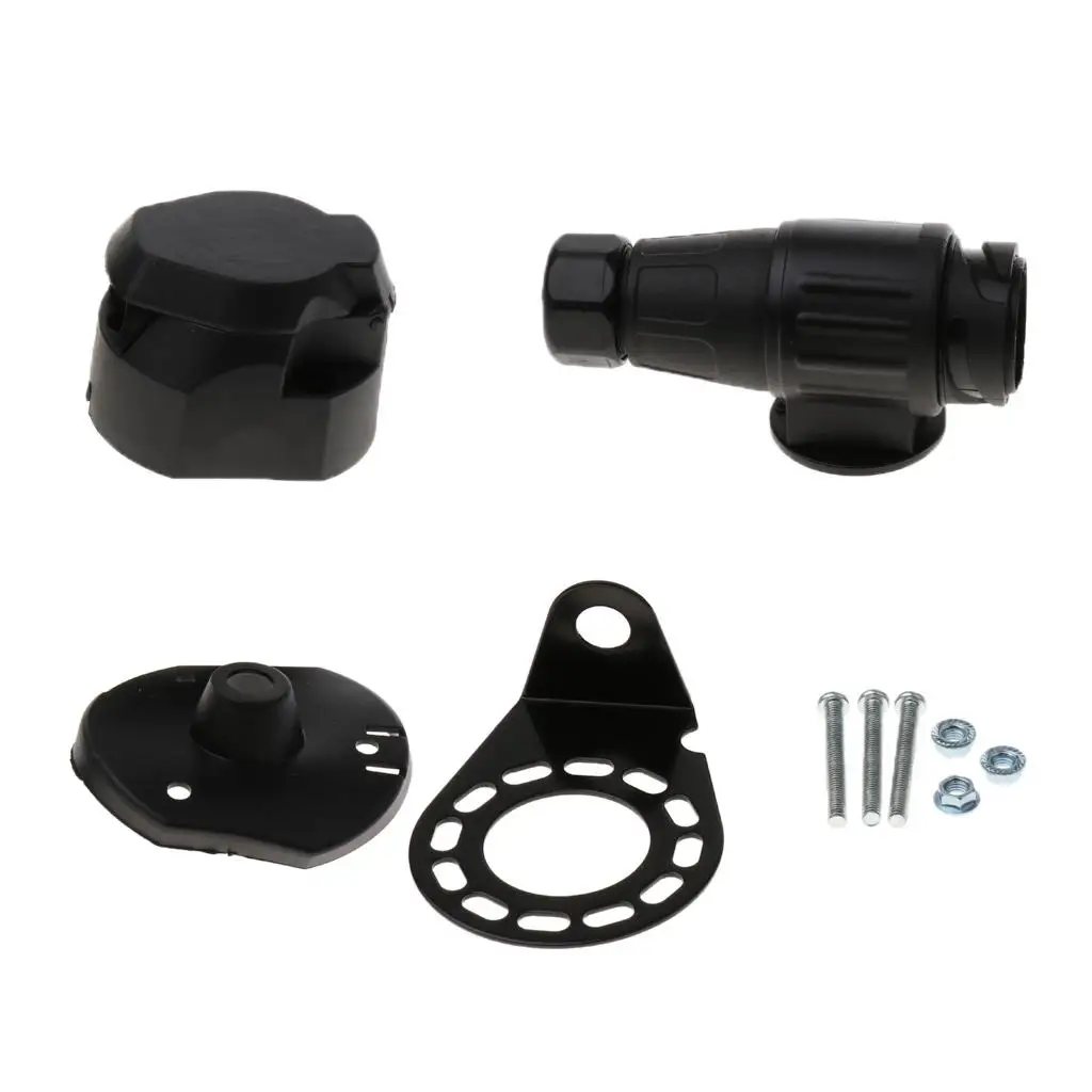 

Black Plastic 13 Pin Trailer Plug Socket Set Car Boat Truck Light Adapter for Towing and Wiring