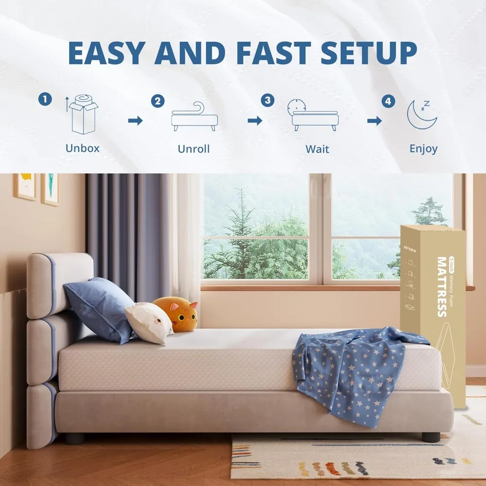 Mattress 8 Inch Green Tea Memory Foam Mattress for Cool Sleep & Pressure Relief,CertiPUR-US Certified Medium Mattresses in a Box image 6