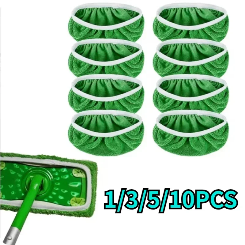 

Reusable Microfiber Mop Pads Green Furniture Flooring Sweeper Wet & Dry Cleaning Cloths Mop Head Replacement Washable Rag Towel