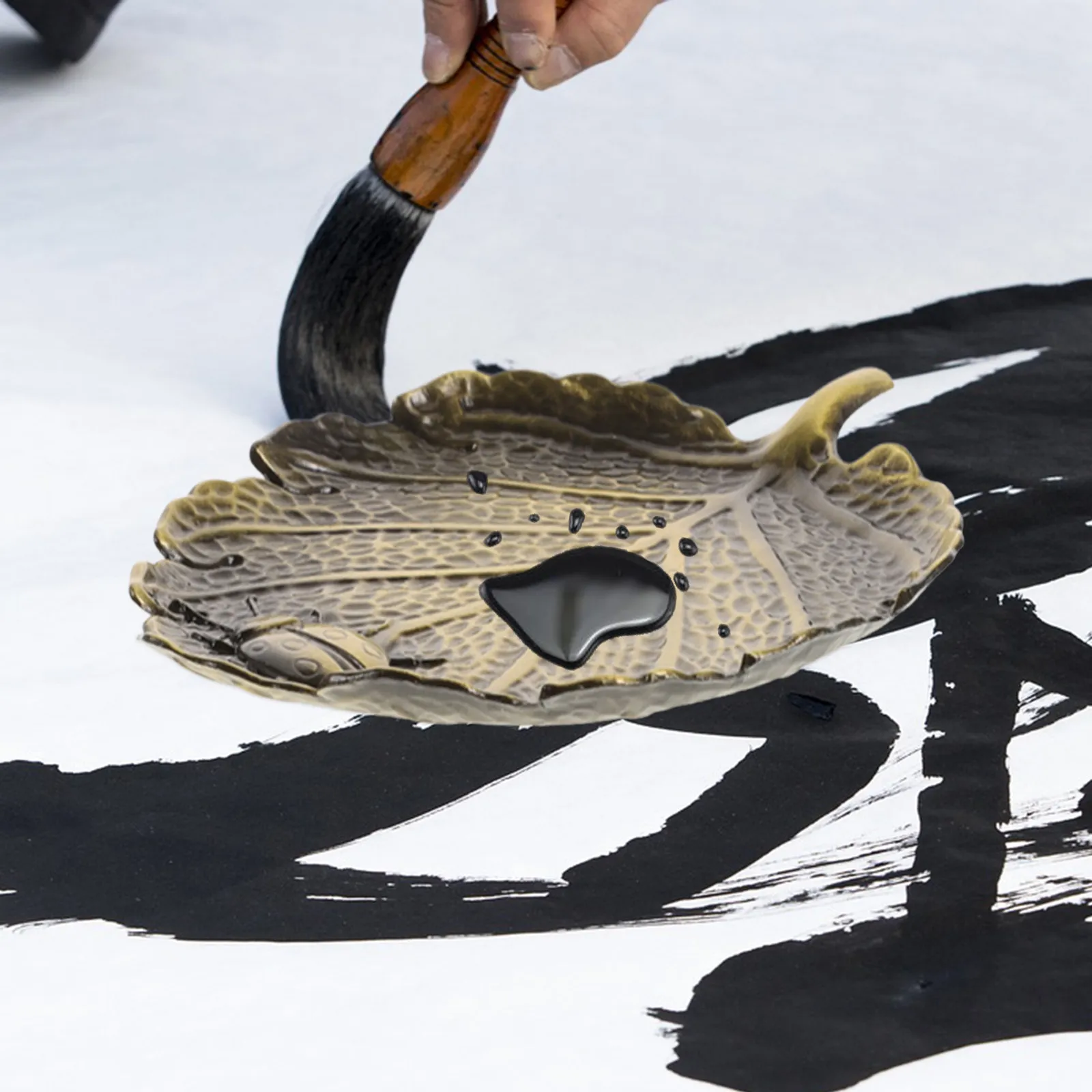 Small Copper Ink Dish Decorative Ink Plate Brush Rest Portable Calligraphy Accessories Stationery Writing Brush Holder