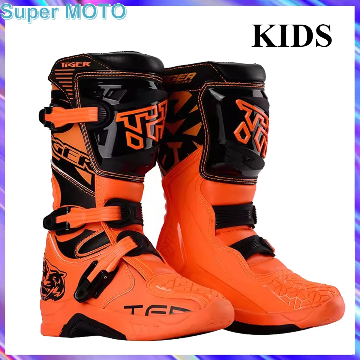 Original Children TIGER Motorcycle Boots ATV Downhill Off-Road Botas Racing Riding Soft Sole Youngster Motocross Boots For Kids