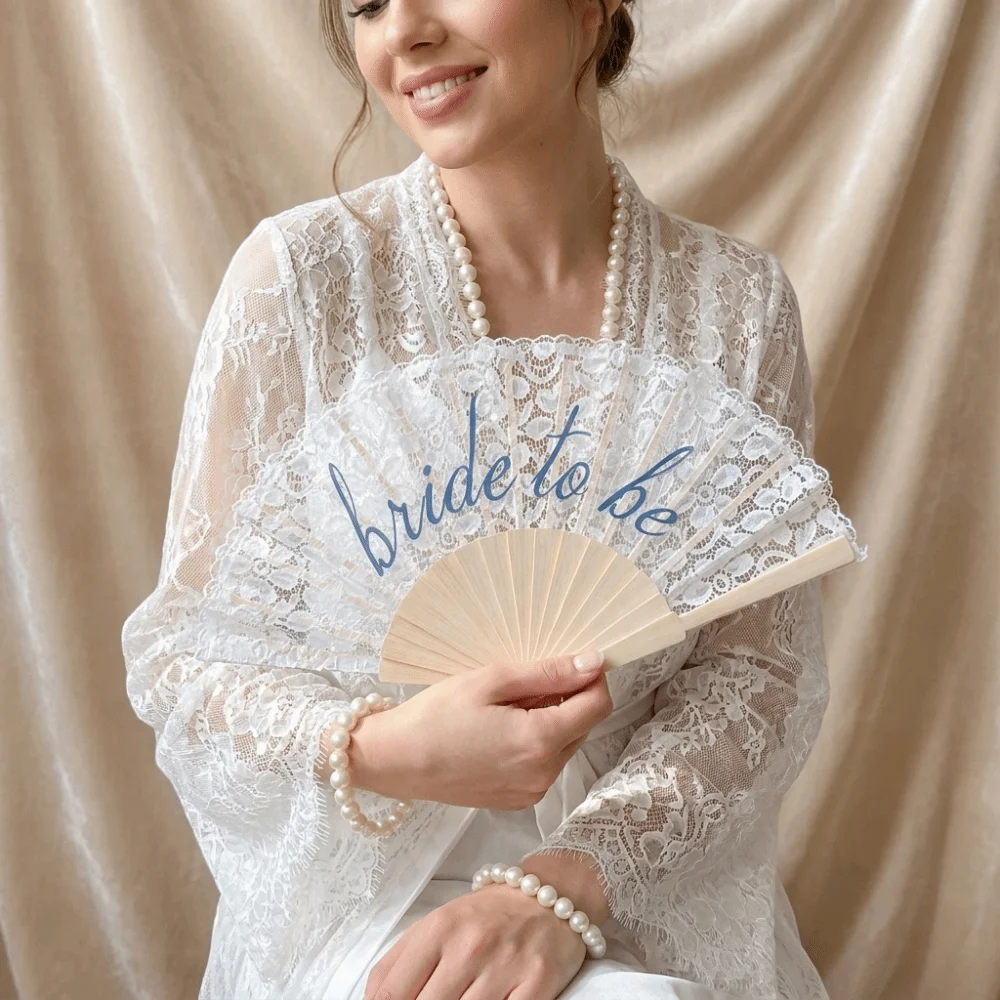 Fashion Exquisite Lace Bridal Fan Elegant Retro Single Party Decoration Fan Handheld Hand Fan Photo Prop